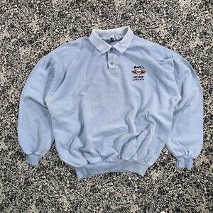🧥 intage Harley-Davidson Collared Sweatshirt (Polo Style)light blue XXL